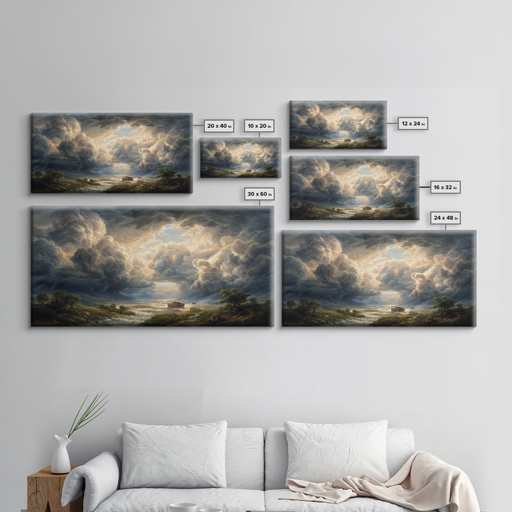 Storm Clouds Over Flooded Valley Canvas Print, Dramatic Landscape Art, Moody Wall Decor, Biblical Nature Home Decor, Housewarming Gift