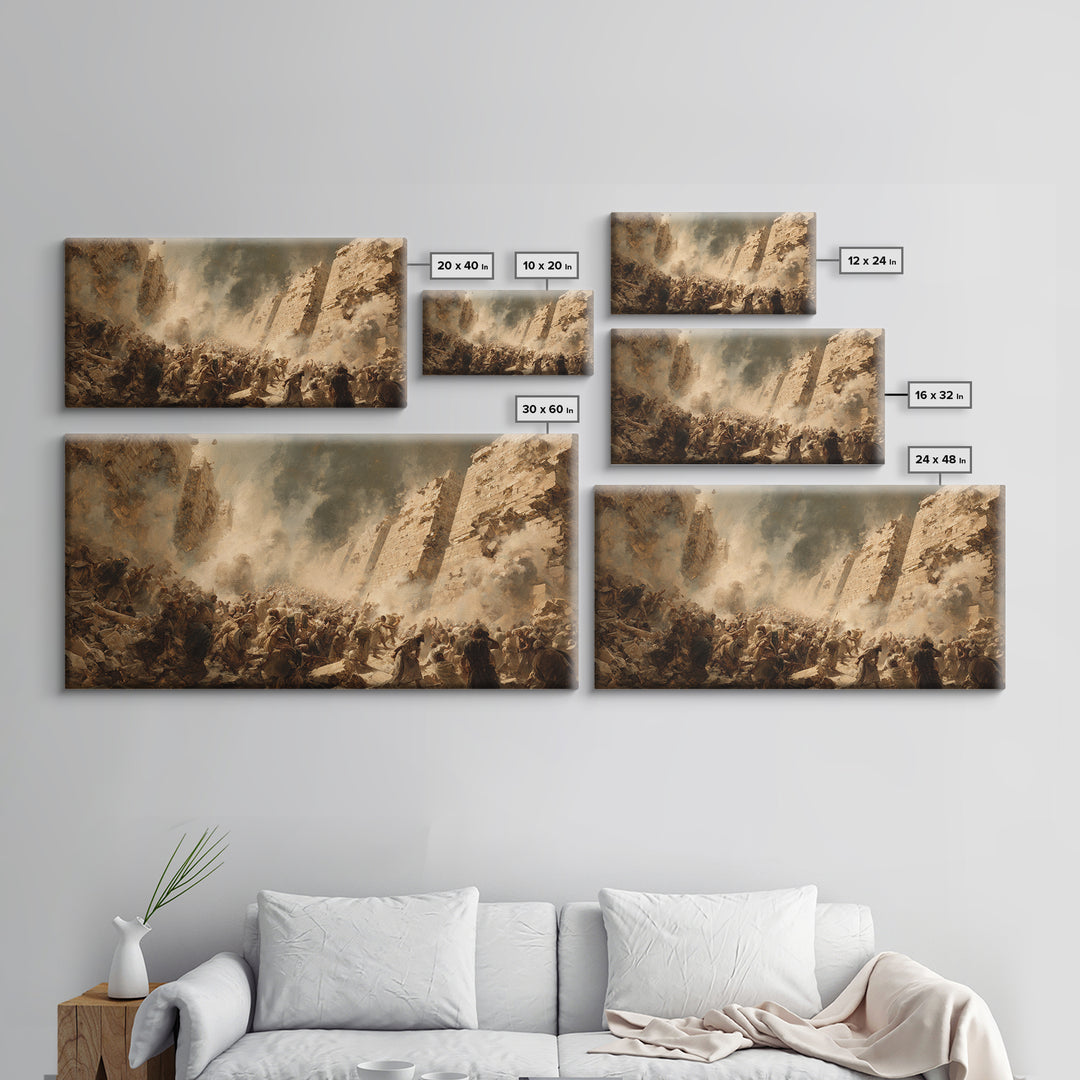 Ancient Siege Battle In Dust Wall Art, Historical War Canvas Print, Dramatic Figurative Art, Dark Academia Home Decor Gift