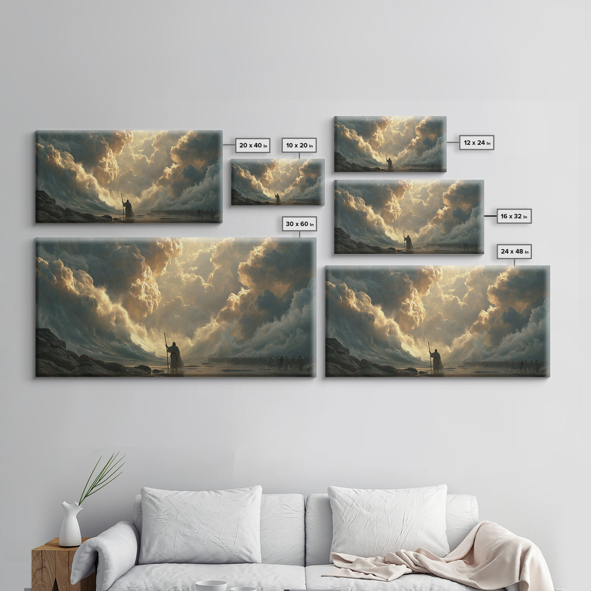 Epic Warrior Under Golden Storm Clouds Canvas Print, Fantasy Wall Art, Dramatic Battle Landscape, Medieval Decor Gift For Him