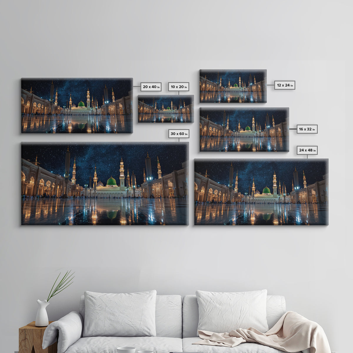 Starry Medina Mosque Courtyard Wall Art, Islamic Home Decor, Arabic Architecture Print, Quran Wall Decor, Spiritual Gift
