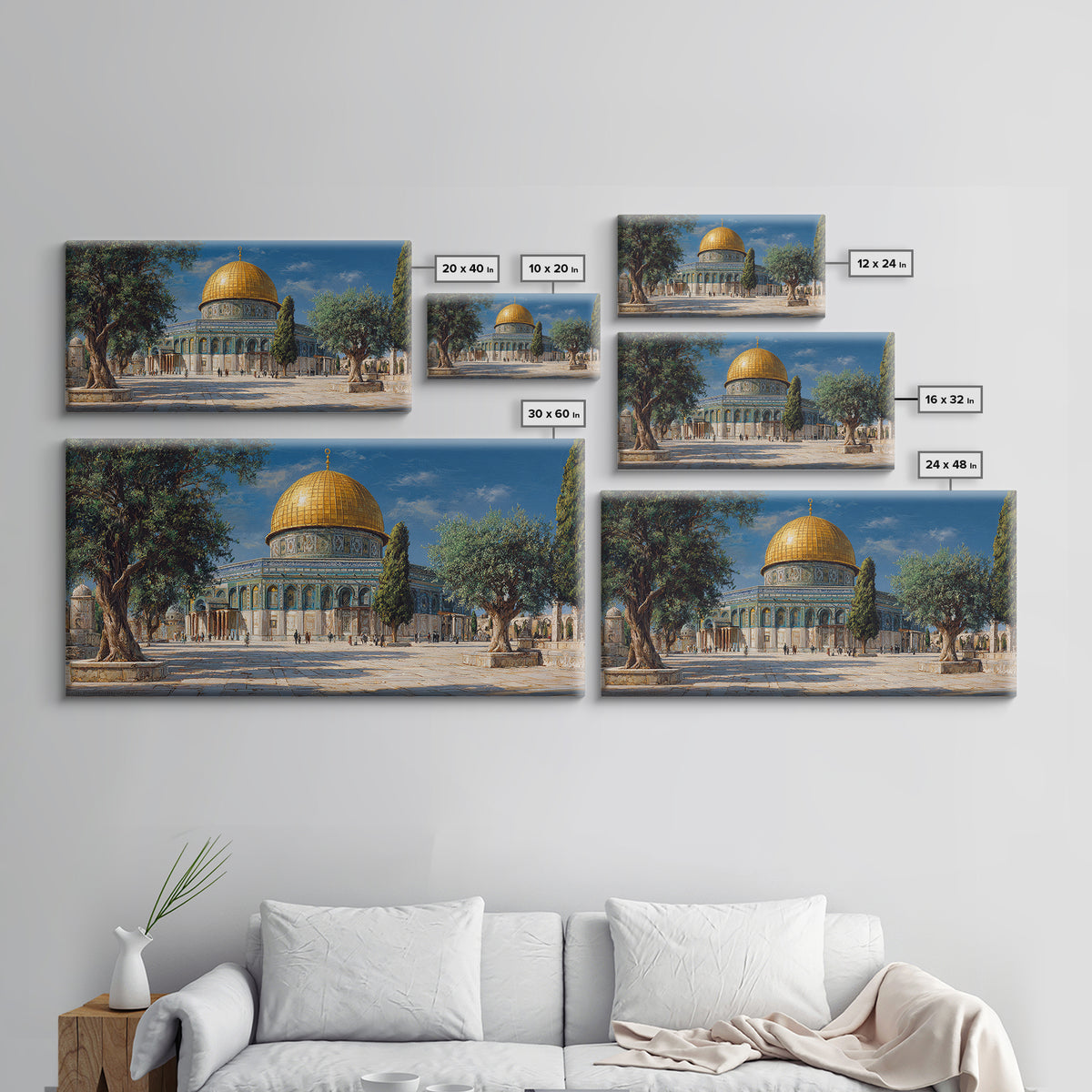 Golden Dome Of The Rock Jerusalem Wall Art, Islamic Architecture Canvas Print, Middle Eastern Decor, Spiritual Travel Poster