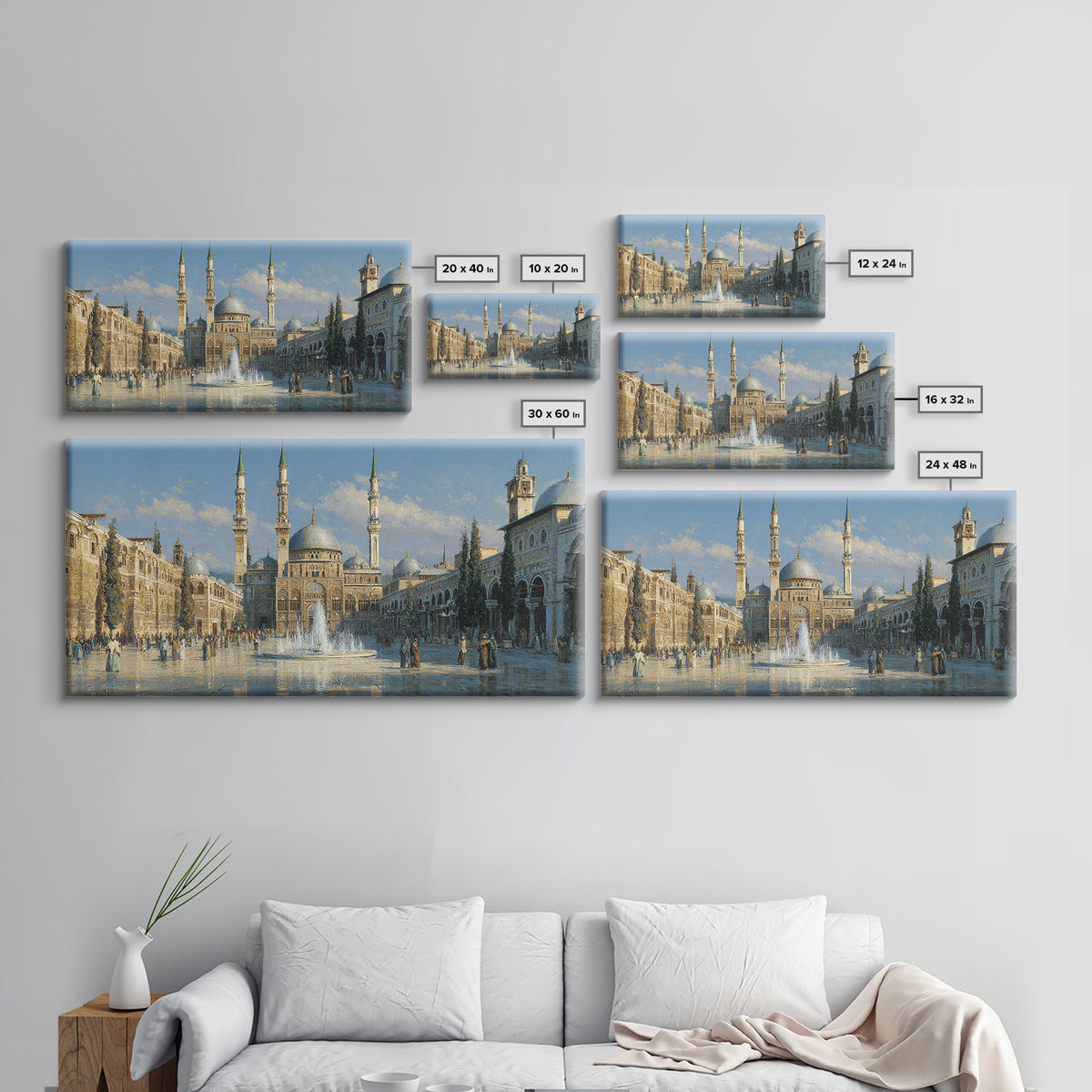 Ornate Mosque Courtyard With Fountain Wall Art, Islamic Architecture Canvas Print, Middle Eastern Decor, Travel Poster Gift For Home