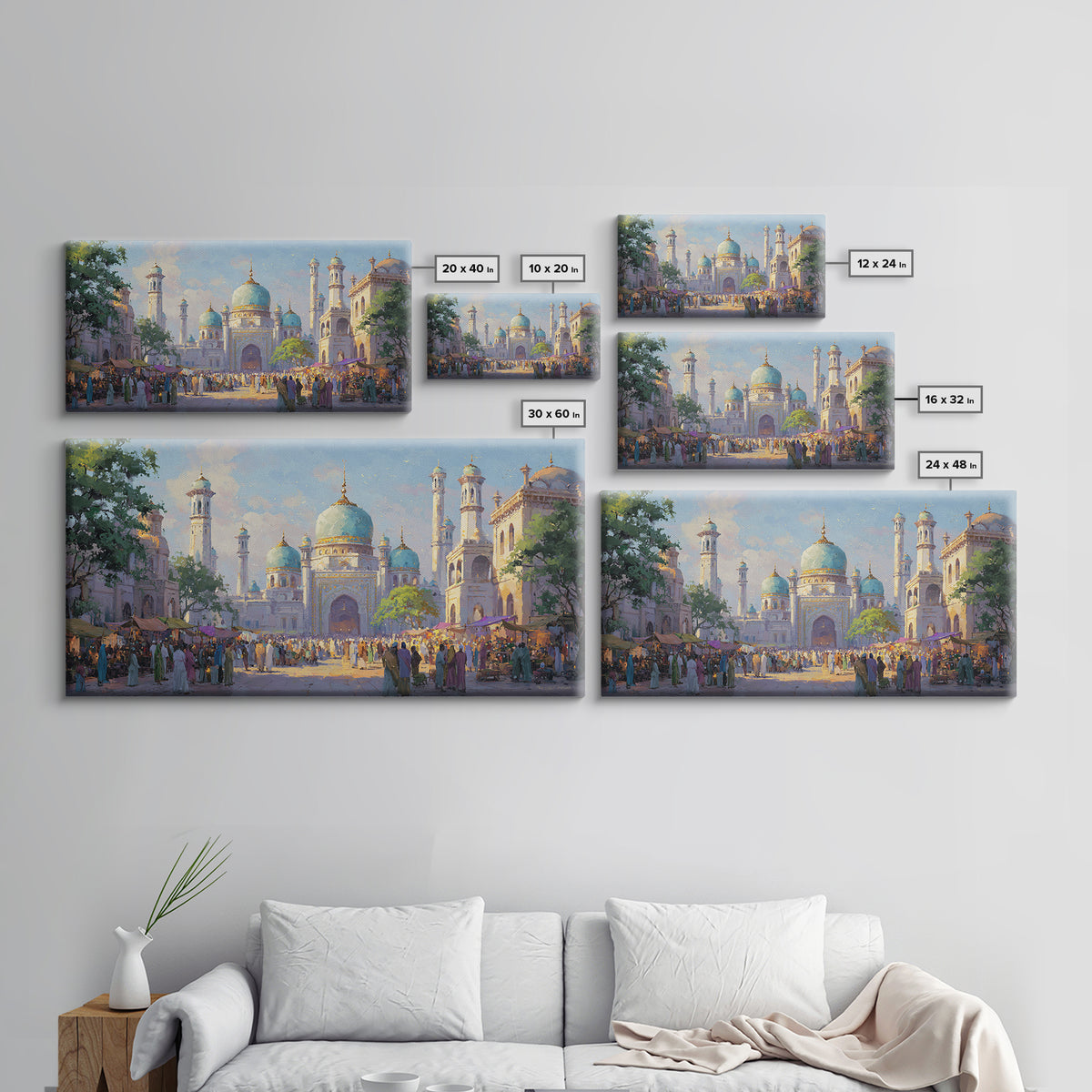 Turquoise Dome Mosque Marketplace Wall Art, Islamic Architecture Canvas, Travel Poster Decor, Asian Inspired Art, Eid Gift