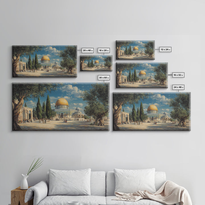 Jerusalem Dome Of The Rock Wall Art, Islamic Architecture Canvas Print, Olive Tree Travel Decor, Middle Eastern Art Print