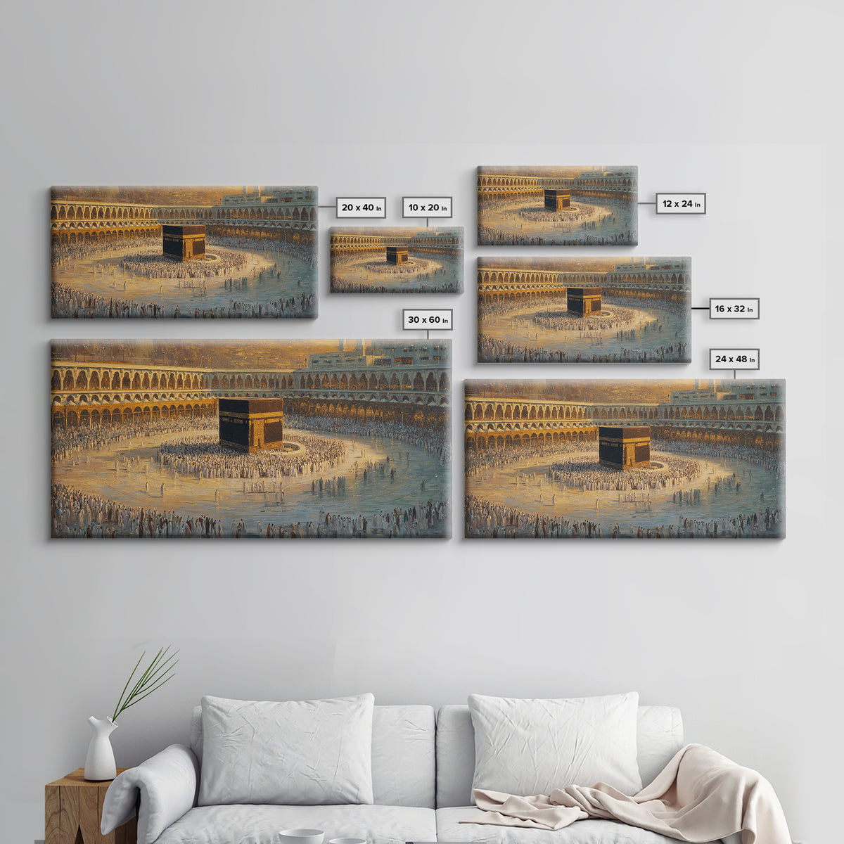 Kaaba Mecca Pilgrimage Wall Art, Islamic Framed Canvas Print, Muslim Home Decor, Ramadan Eid Gift, Prayer Room Art, Islamic Wall Decor