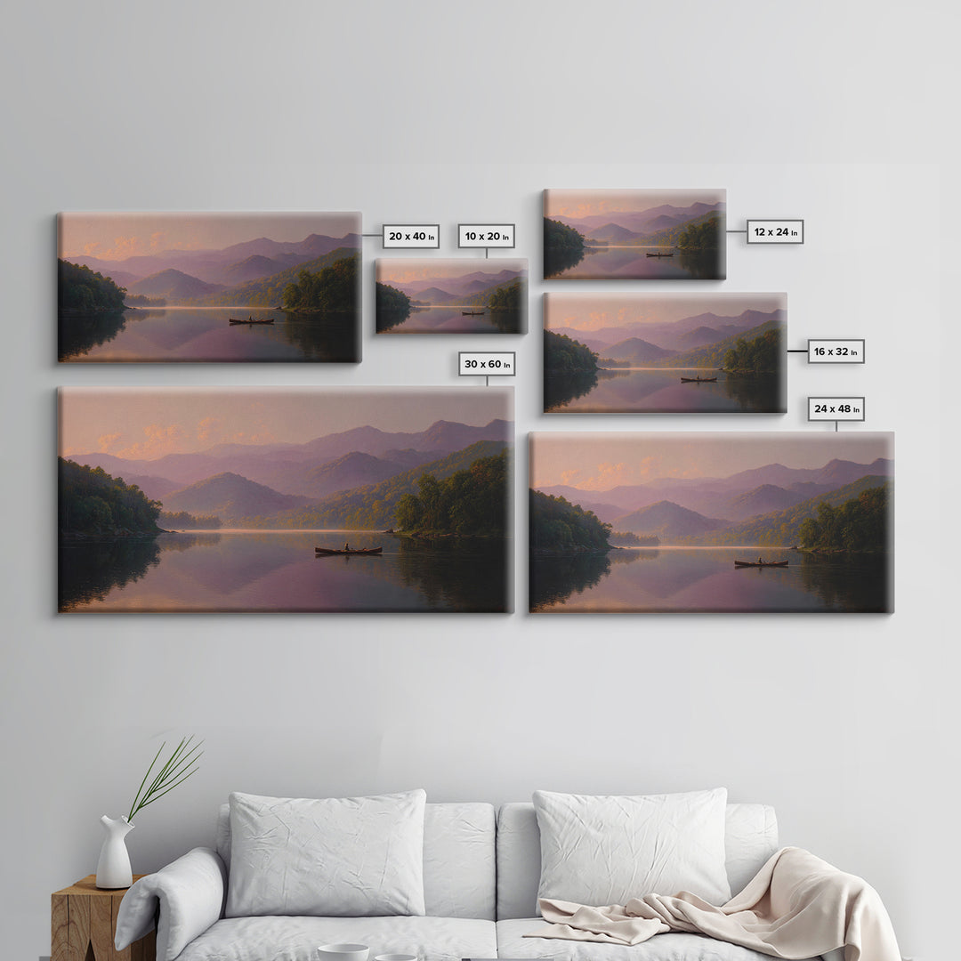 Smoky Mountain Lake At Sunset Canvas Print, Serene Landscape Wall Art, Cabin Decor, Rustic Home Decor, Housewarming Gift