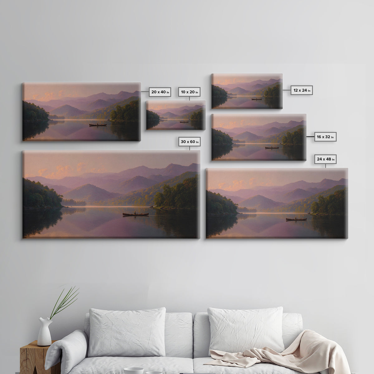 Smoky Mountain Lake At Sunset Canvas Print, Serene Landscape Wall Art, Cabin Decor, Rustic Home Decor, Housewarming Gift