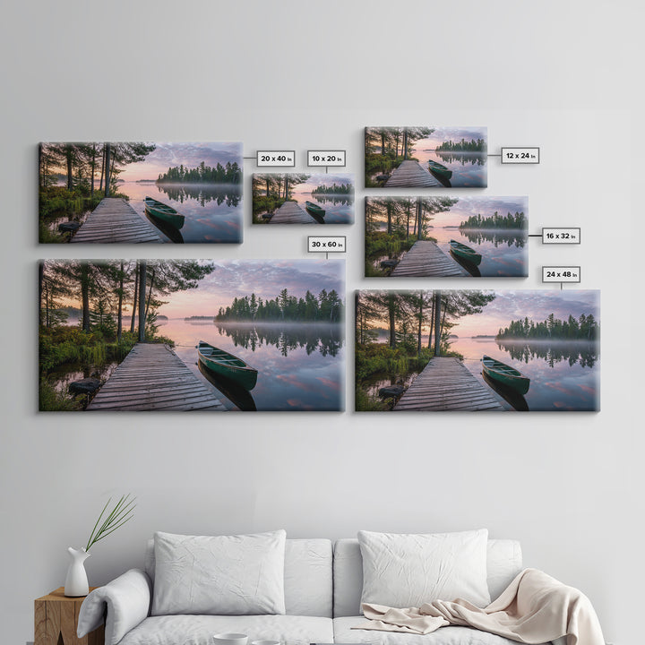 Tranquil Sunset Dock View With Lantern Framed Canvas Print Wall Art Coastal Home Decor Bedroom Wall Art