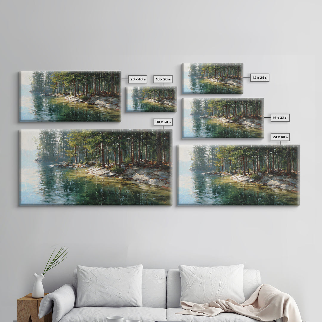 Two Loons On Calm Water Misty Morning Lake Landscape Wall Art Canvas Print Nature Inspired Home Decor Tranquil Fine Art Print