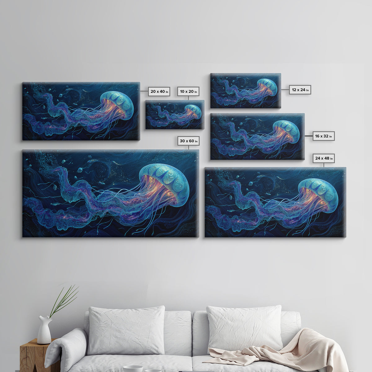 Surreal Futuristic Neon Mountain Road Sunset Wall Art Digital Painting Canvas Print For Modern Bedroom Or Office Decor