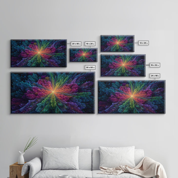 Vibrant Abstract Cosmic Night Sky With Stars And A Central Black Hole Explosion Colorful Wall Art Canvas Print For Home Office Or Living Room