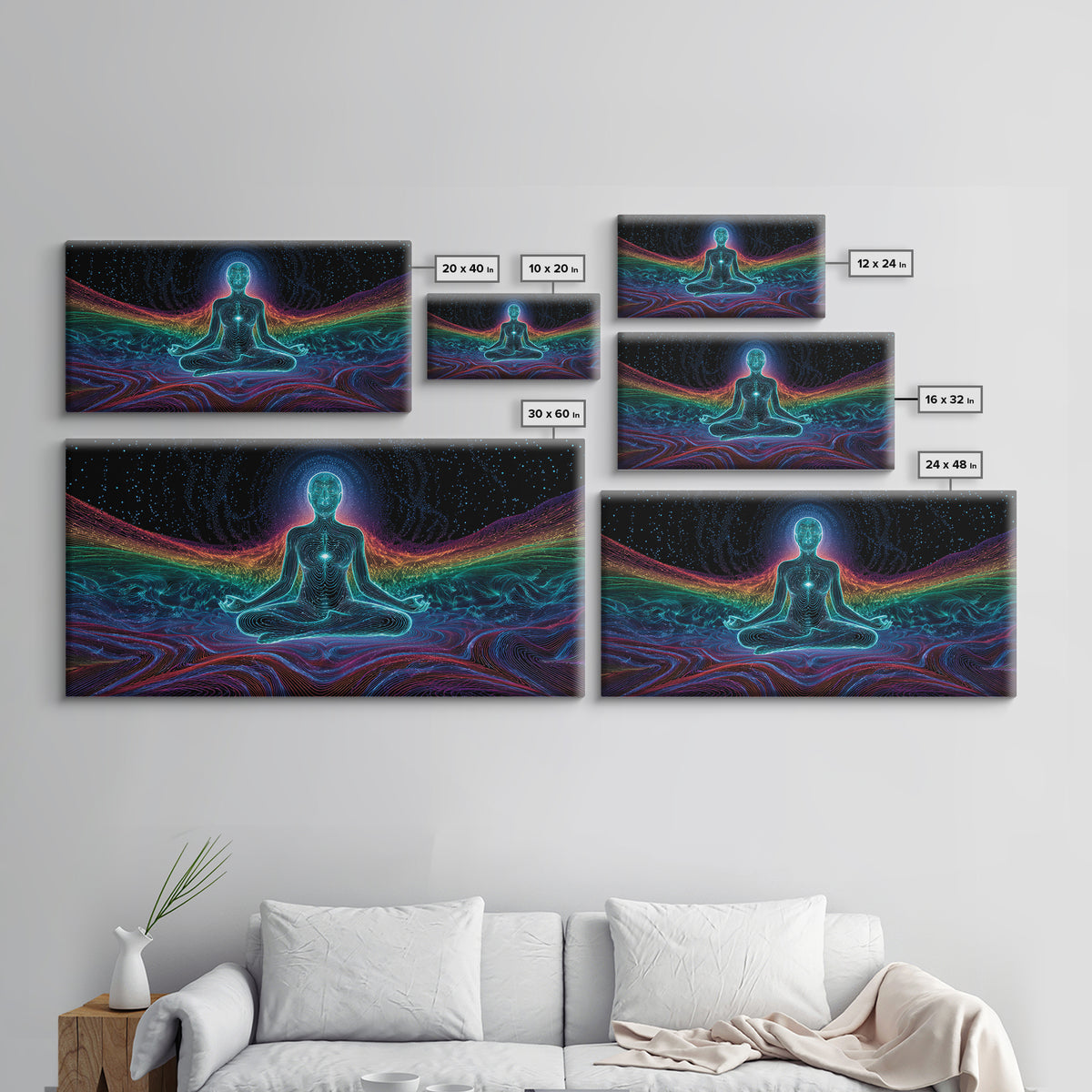 Modern Cyberpunk Night Cityscape With Retro Sports Car Neon Aesthetic Wall Art Print