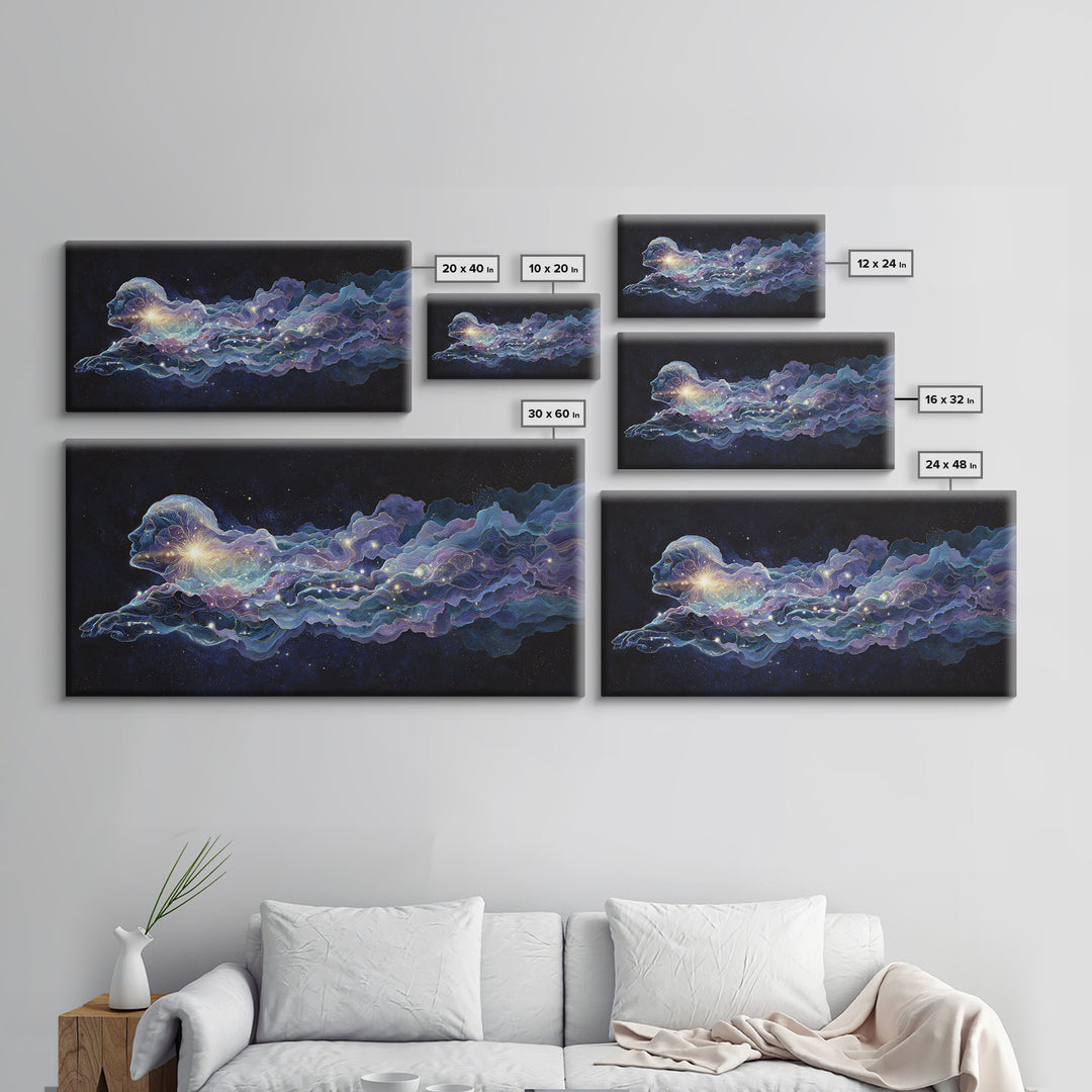 Abstract Celestial Cosmic Art Painting Wall Art Canvas Print Colorful Starry Night Decor Mystical Wall Art
