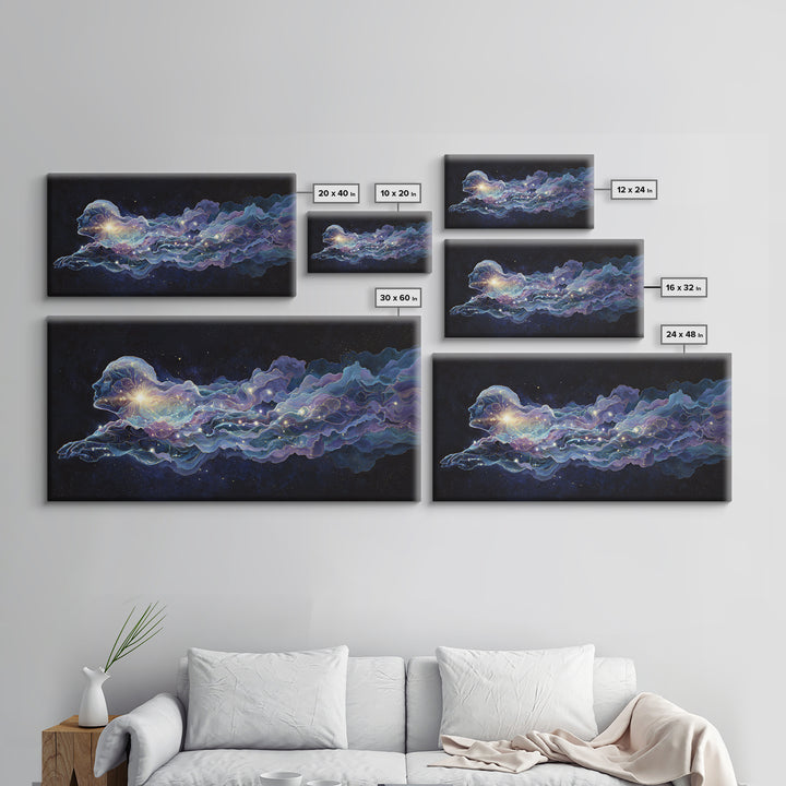 Abstract Celestial Cosmic Art Painting Wall Art Canvas Print Colorful Starry Night Decor Mystical Wall Art