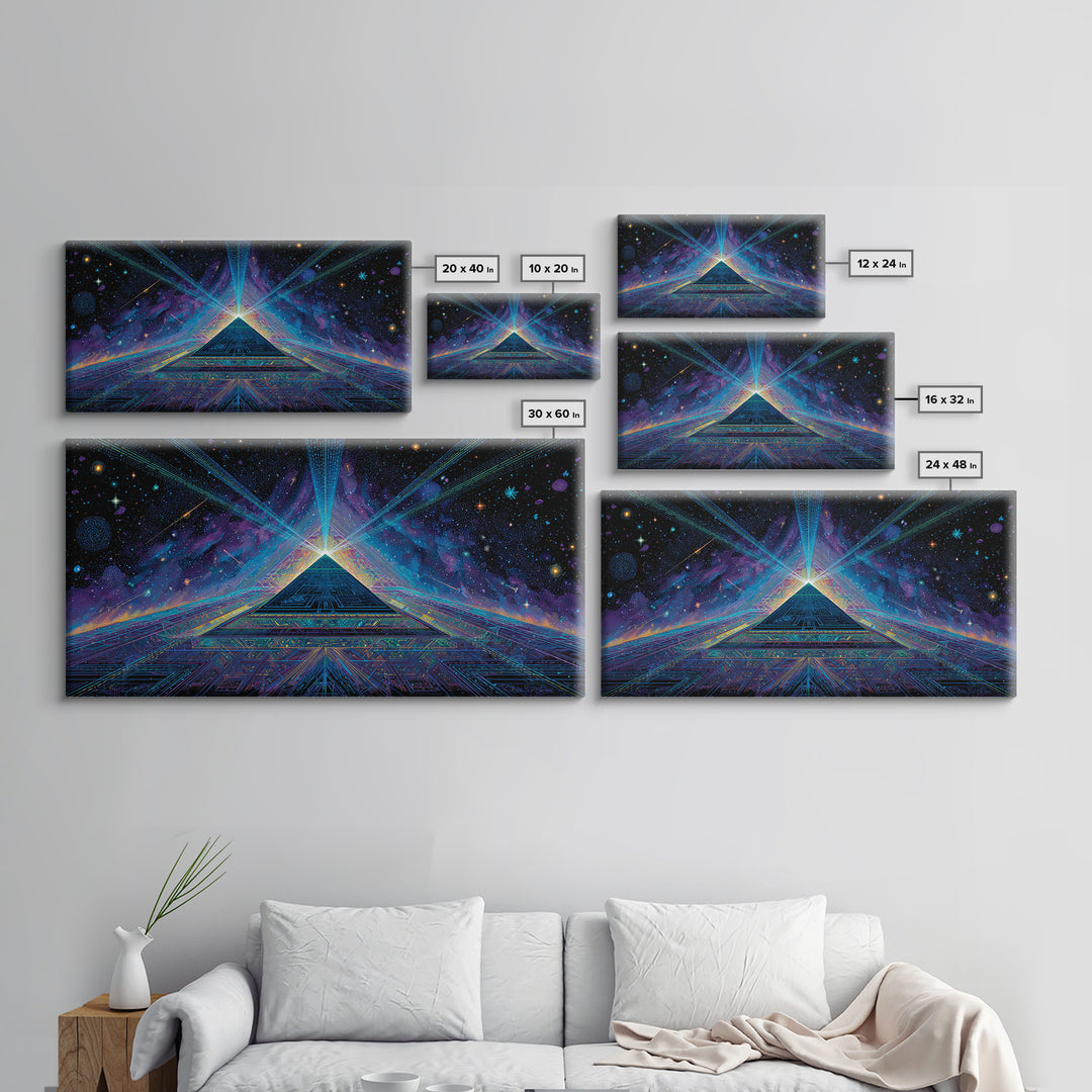 Retro Futuristic City Street At Night With Neon Lights And Muscle Cars Captured As Canvas Print For Man Cave Or Office