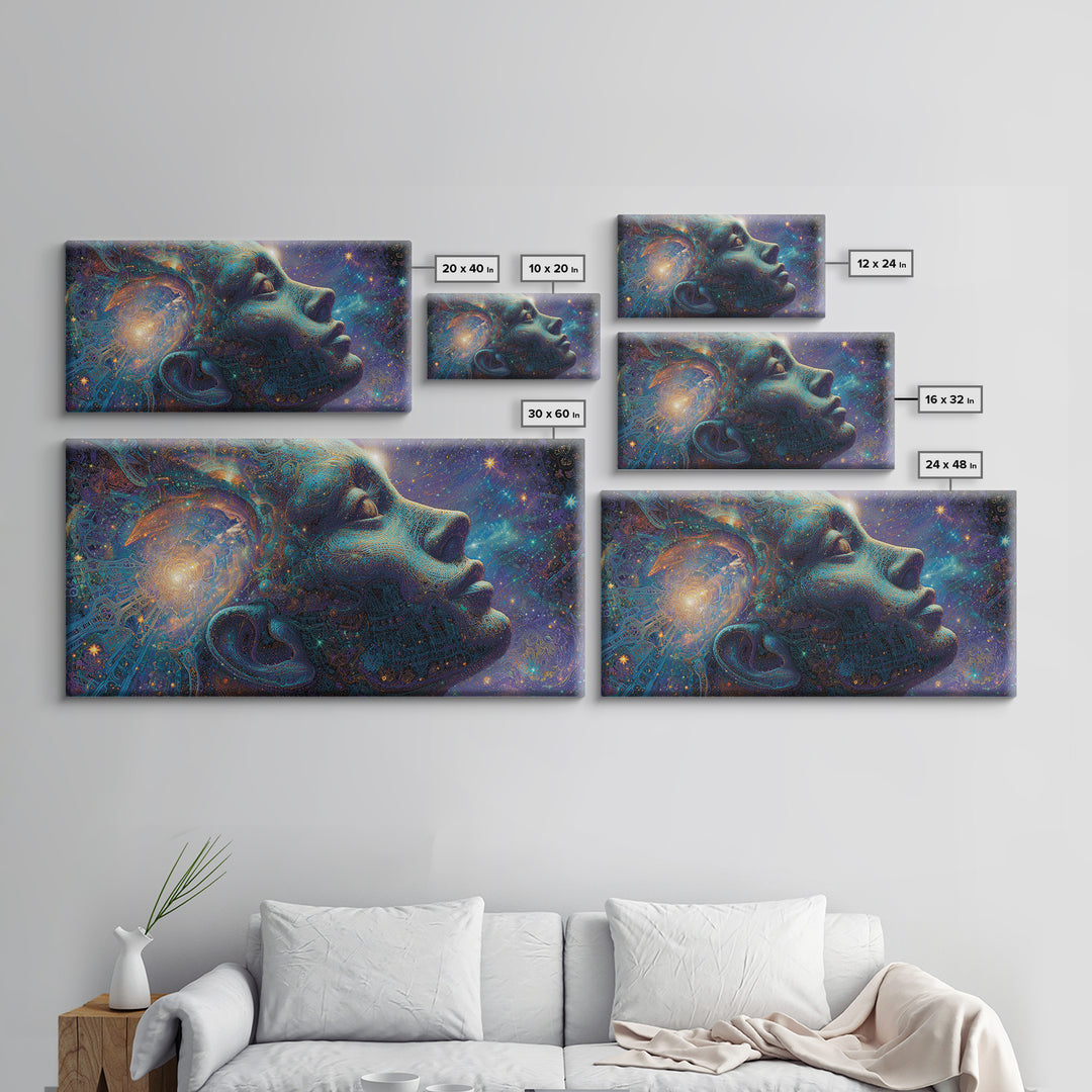 Retro Futuristic Neon Sunset Over Ocean Large Wall Art Canvas Print Vibrant Coastal Home Decor