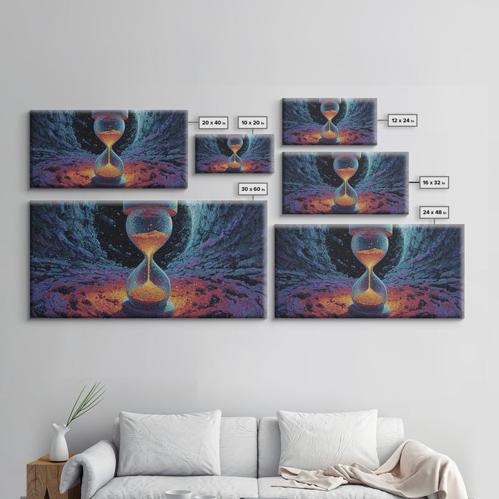 Vibrant Neon Sunset Mountain Landscape Retro Futuristic Style Canvas Print Modern Wall Art For Bedroom Or Office Decor
