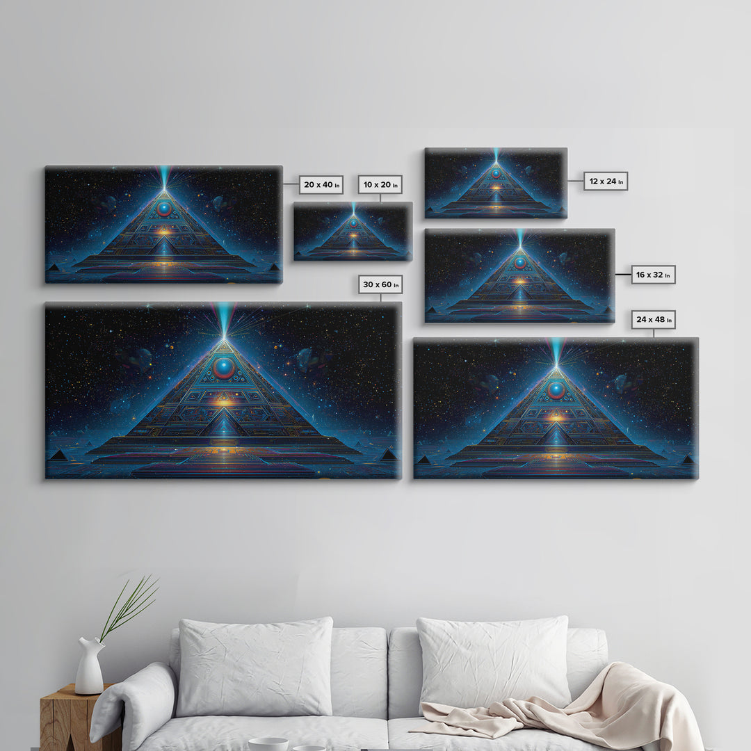 Mystical Futuristic Pyramid Digital Art Print Canvas Print Wall Art Modern Sci Fi Decor Inspirational Artwork