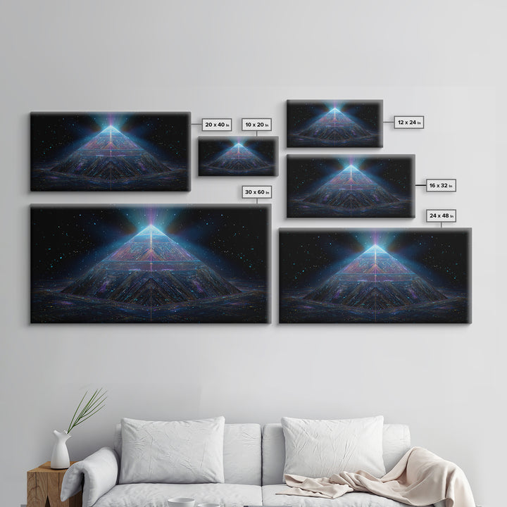 Cosmic Meditation Silhouette With Radiant Colorful Energy Aura Framed Canvas Print Spiritual Wall Art