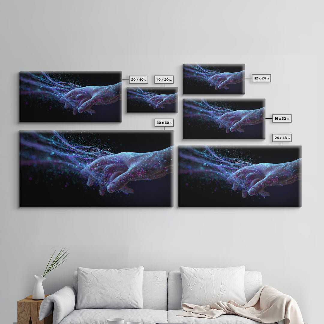 Digital Futuristic Hand Nebula Art Canvas Print Modern Abstract Wall Art For Home Office Decor Unique Cosmic Framed Canvas Print