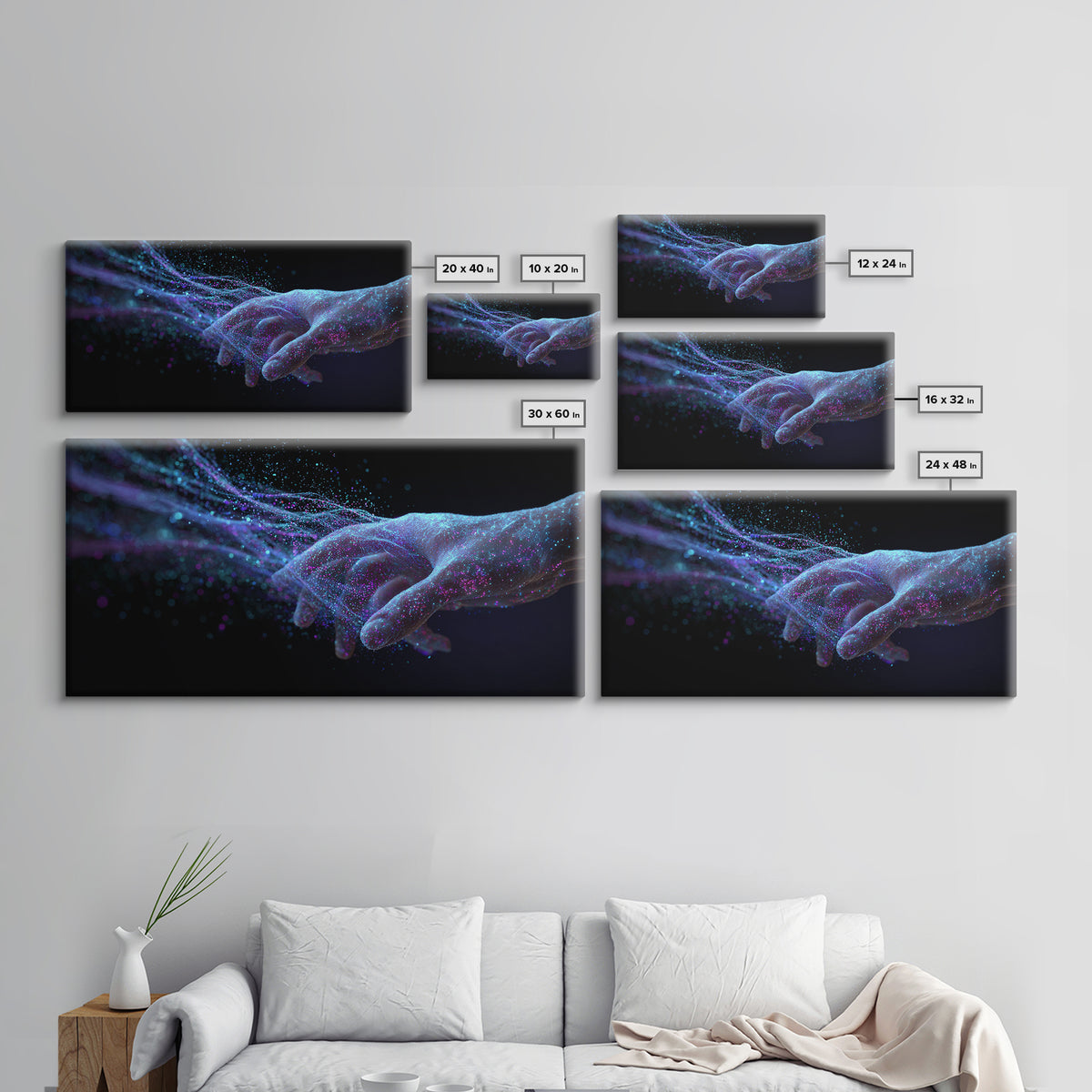 Digital Futuristic Hand Nebula Art Canvas Print Modern Abstract Wall Art For Home Office Decor Unique Cosmic Framed Canvas Print