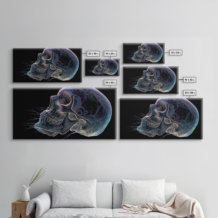 Digital Skull Art Multicolor Fantasy Illustration Canvas Print Modern Wall Art Halloween Decor Gift Idea