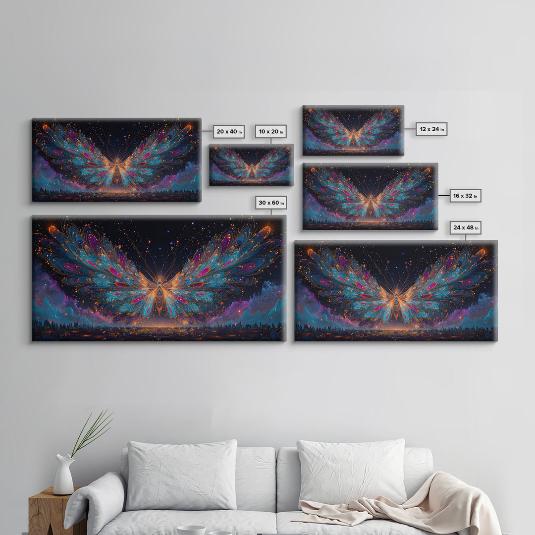 Ancient Temple Dramatic Neon Light Painting Canvas Print Wall Art Moody Home Decor Framed Canvas Print Mysterious Landscape Wall Art