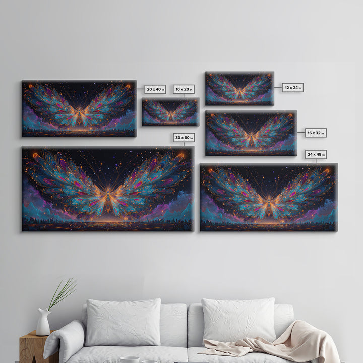 Ancient Temple Dramatic Neon Light Painting Canvas Print Wall Art Moody Home Decor Framed Canvas Print Mysterious Landscape Wall Art