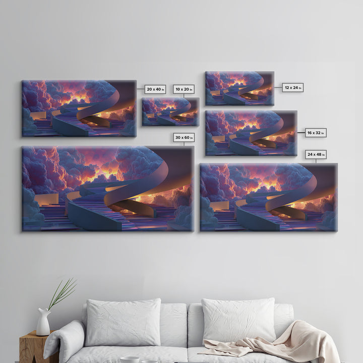 Futuristic Surreal Staircase In Colorful Clouds Digital Art Dreamscape Canvas Print