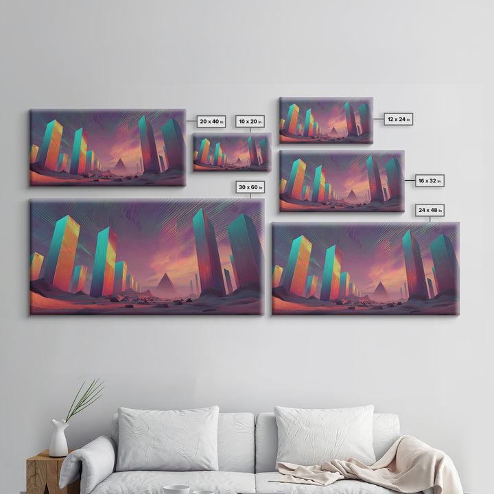 Colorful Psychedelic Meditation Artwork With Neon Lines Spiritual Wall Art Canvas Print