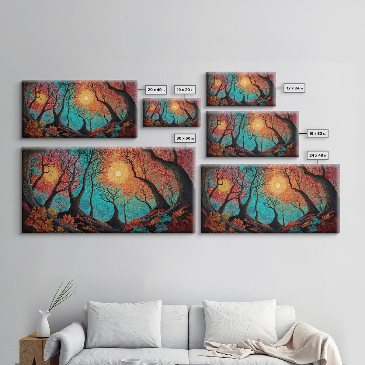 Bright Bold Sunset Over Ocean Waves Colorful Coastal Wall Art Modern Home Decor Vibrant Living Room Canvas Print