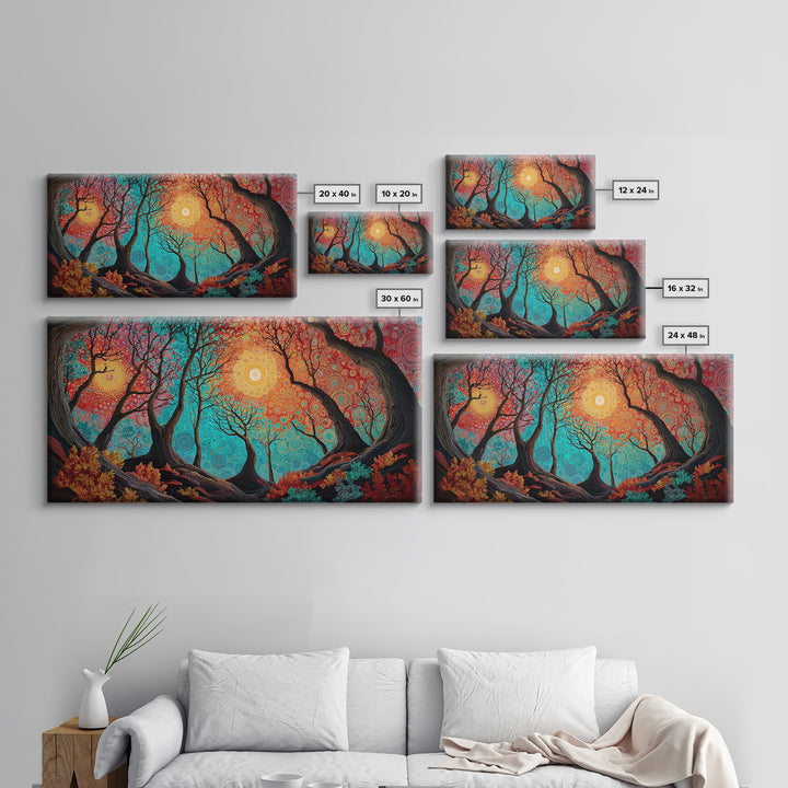 Bright Bold Sunset Over Ocean Waves Colorful Coastal Wall Art Modern Home Decor Vibrant Living Room Canvas Print