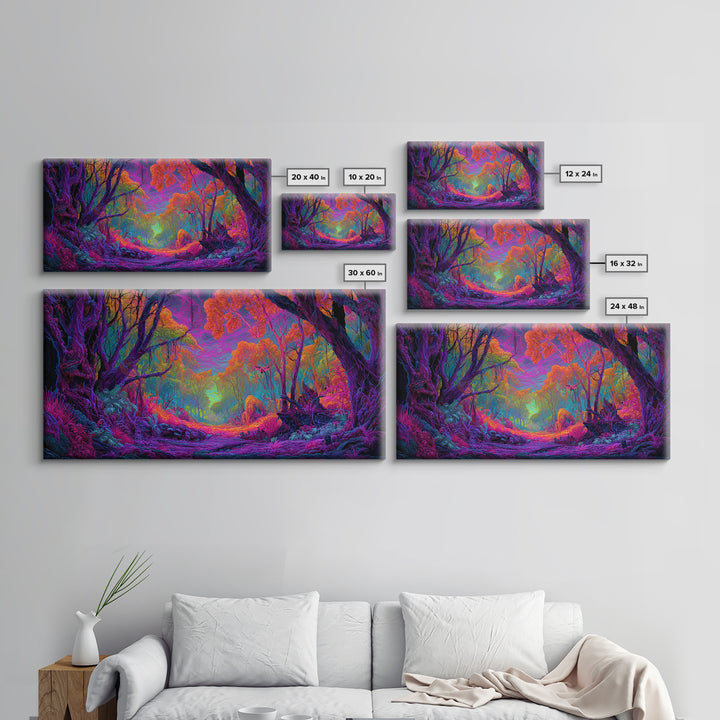 Vibrant Fantasy Forest Landscape Wall Art Colorful Nature Canvas Print For Living Room Modern Wall Art