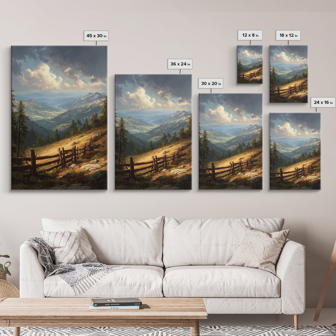 Tranquil Mountain Valley Scenic Landscape Oil Painting Print Wall Art For Living