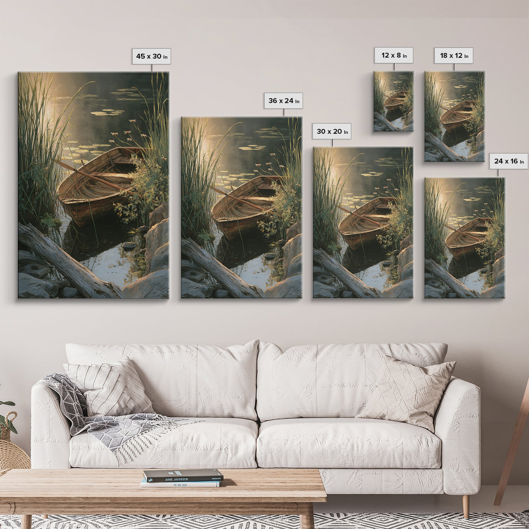Enchanting Water Lily Pond With Dragonflies Oil Painting Fine Art Print Tranquil Nature Wall Art