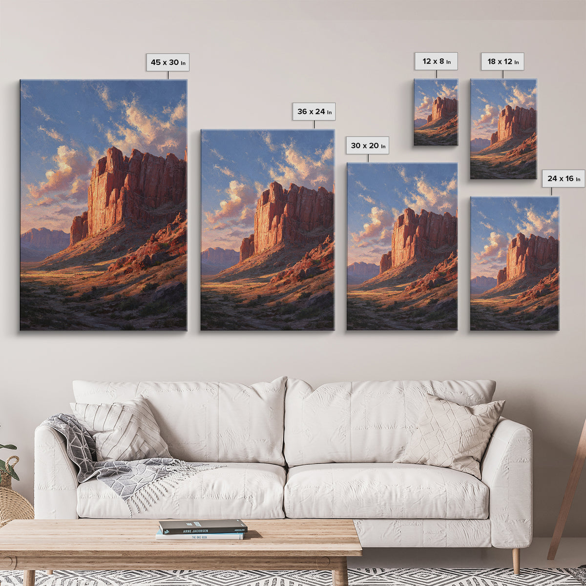 Sunset Over Rugged Canyon Mountain Landscape Contemporary Oil Painting Canvas Print For Modern Wall Art Nature Home Decor