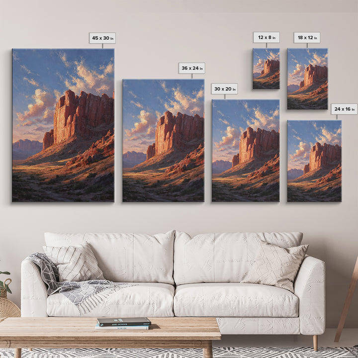 Sunset Over Rugged Canyon Mountain Landscape Contemporary Oil Painting Canvas Print For Modern Wall Art Nature Home Decor