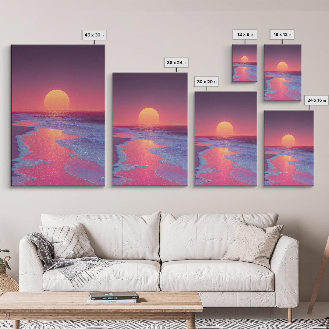 Dramatic Cityscape At Sunset With Reflective Surface Modern Wall Art Large Canvas Print Trendy Wall Art For Living Room Decor