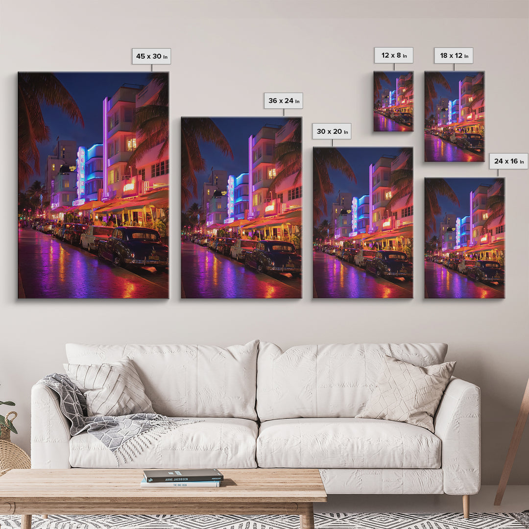 Digital Futuristic Waterfall With Vibrant Pink Light And Abstract Landscape Elements Modern Wall Art Print