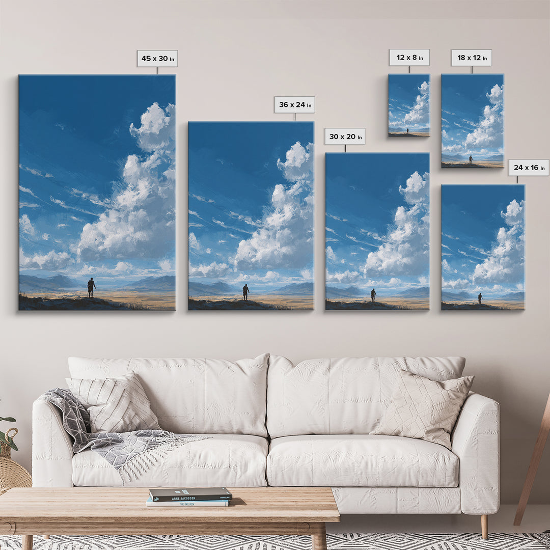 Fantasy Warrior Standing Over Vast Desert Landscape Digital Artwork Modern Wall Art Canvas Print Unique