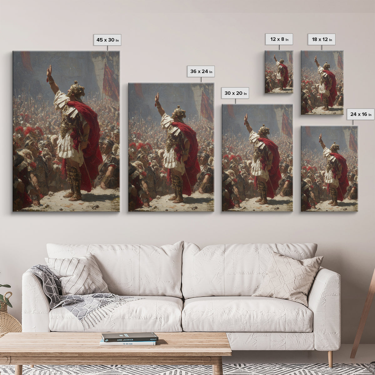 Roman General Raising Hand Before Legion Wall Art, Historical Canvas, Classical Decor, Large Statement Artwork, Fine Art Print