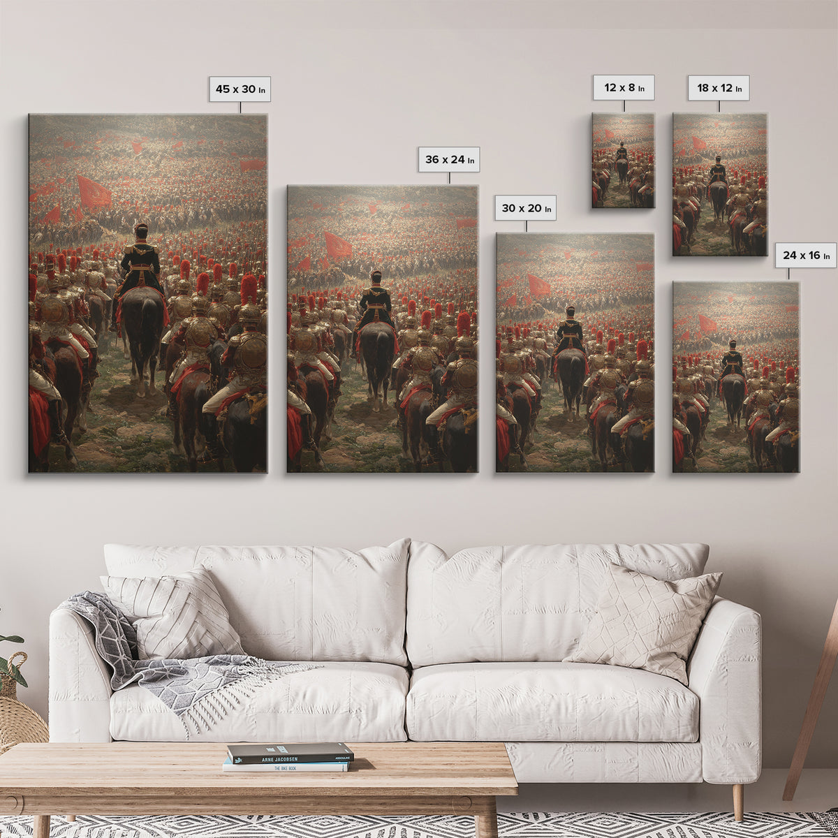 Imperial Commander Over Vast Cavalry Army, Framed Canvas Print, Historical Battle Art, Military Wall Decor, Gift For Him