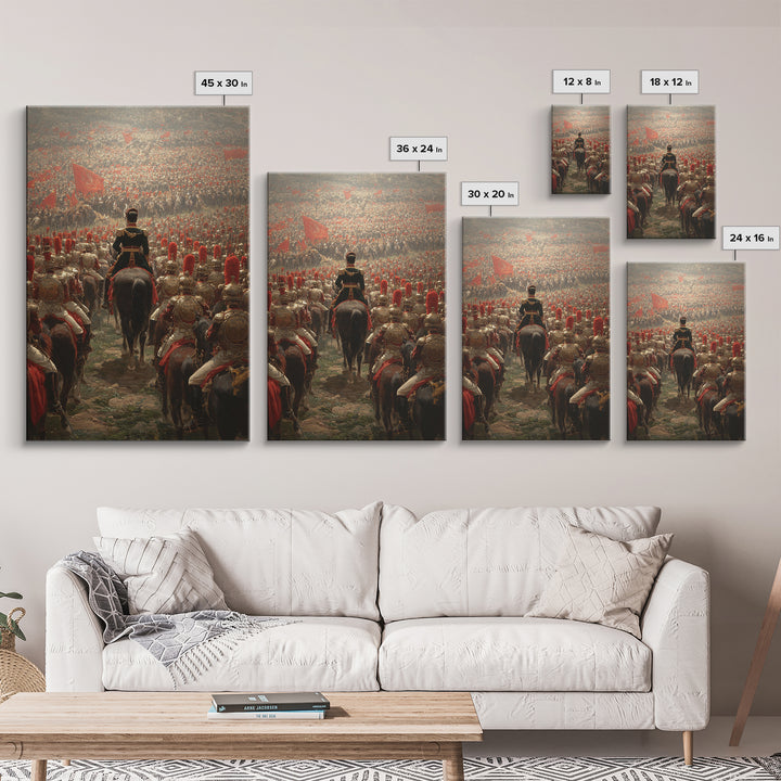 Imperial Commander Over Vast Cavalry Army, Framed Canvas Print, Historical Battle Art, Military Wall Decor, Gift For Him