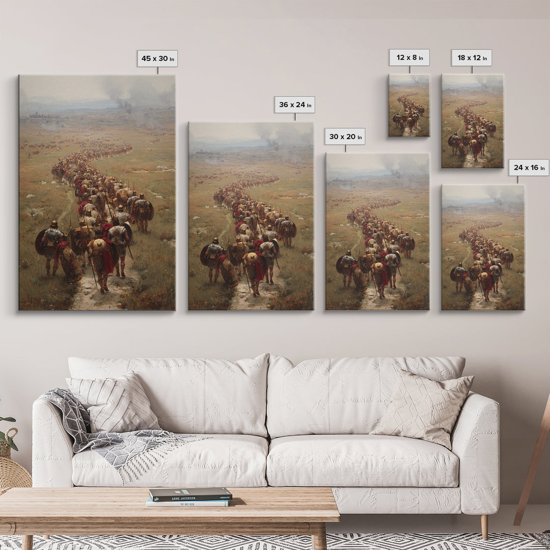 Roman Legion Marching Across Open Plains Canvas Print, Historical Battle Wall Art, Classical Office Decor For Him, Living Room Art