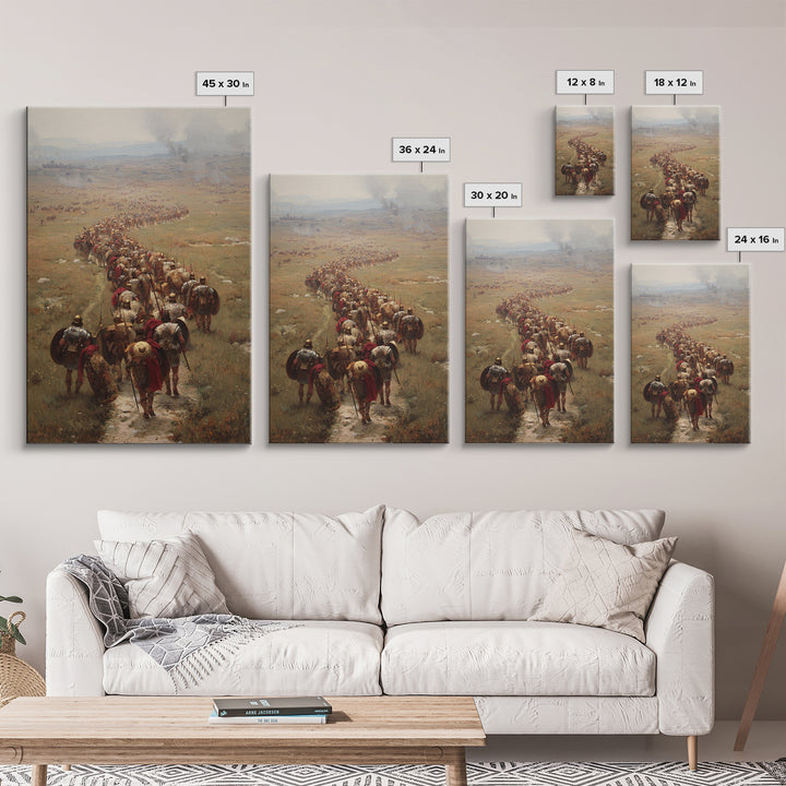 Roman Legion Marching Across Open Plains Canvas Print, Historical Battle Wall Art, Classical Office Decor For Him, Living Room Art