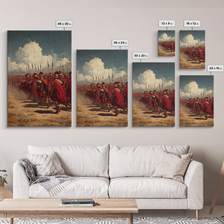 Roman Legion Marching With Red Capes Canvas Print, Ancient Warrior Wall Art, Historical Battle Decor, Gift For Him, Office Decor
