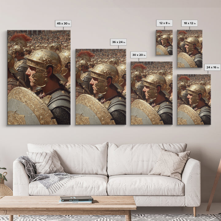 Roman Legion Soldier Framed Canvas Print, Ancient Warrior Wall Art, Historical Battle Decor, Gladiator Gift For Him, Office Decor