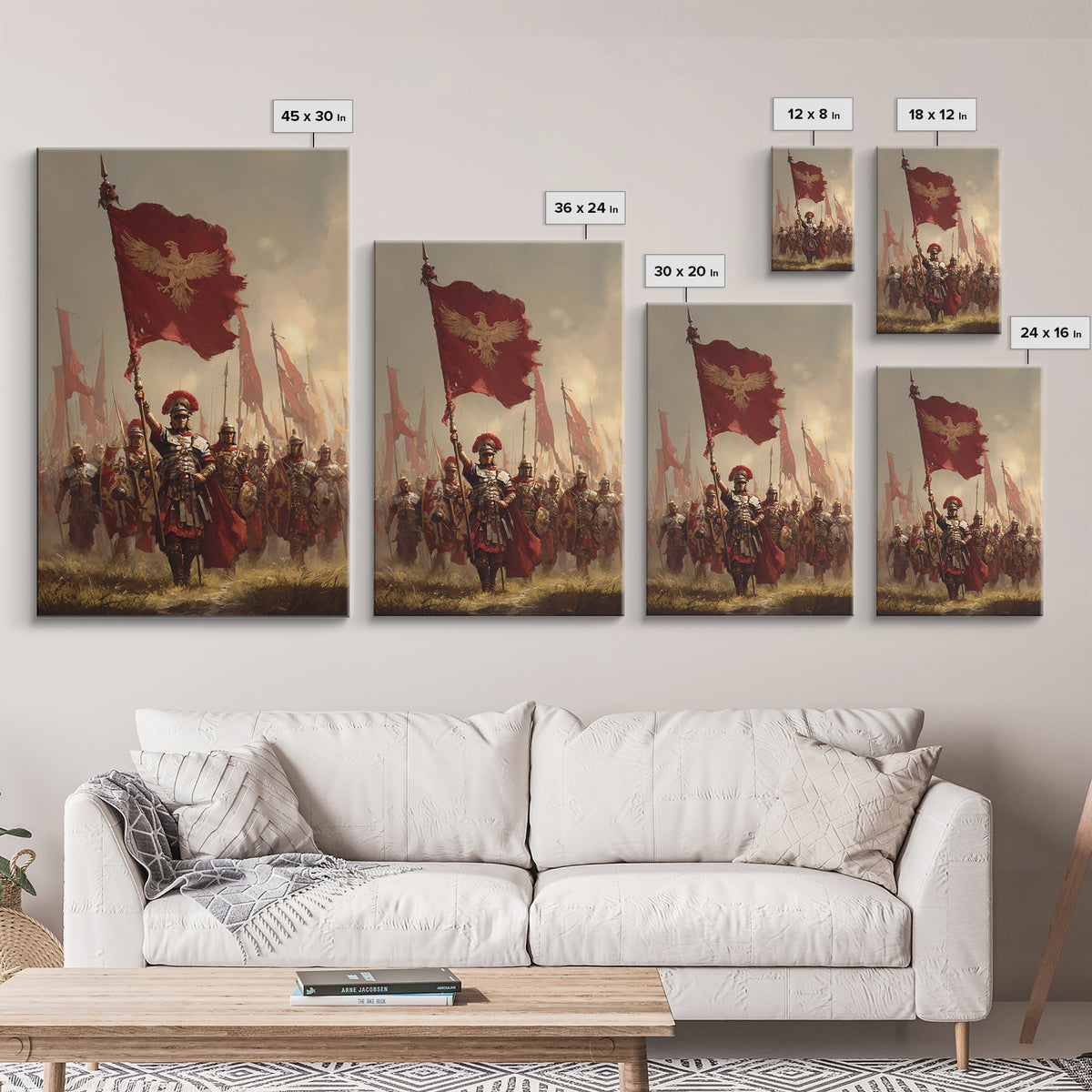 Roman Eagle Standard Bearer Framed Canvas Print, Ancient Legion Wall Art, Historical Battle Decor, Masculine Gift For Him