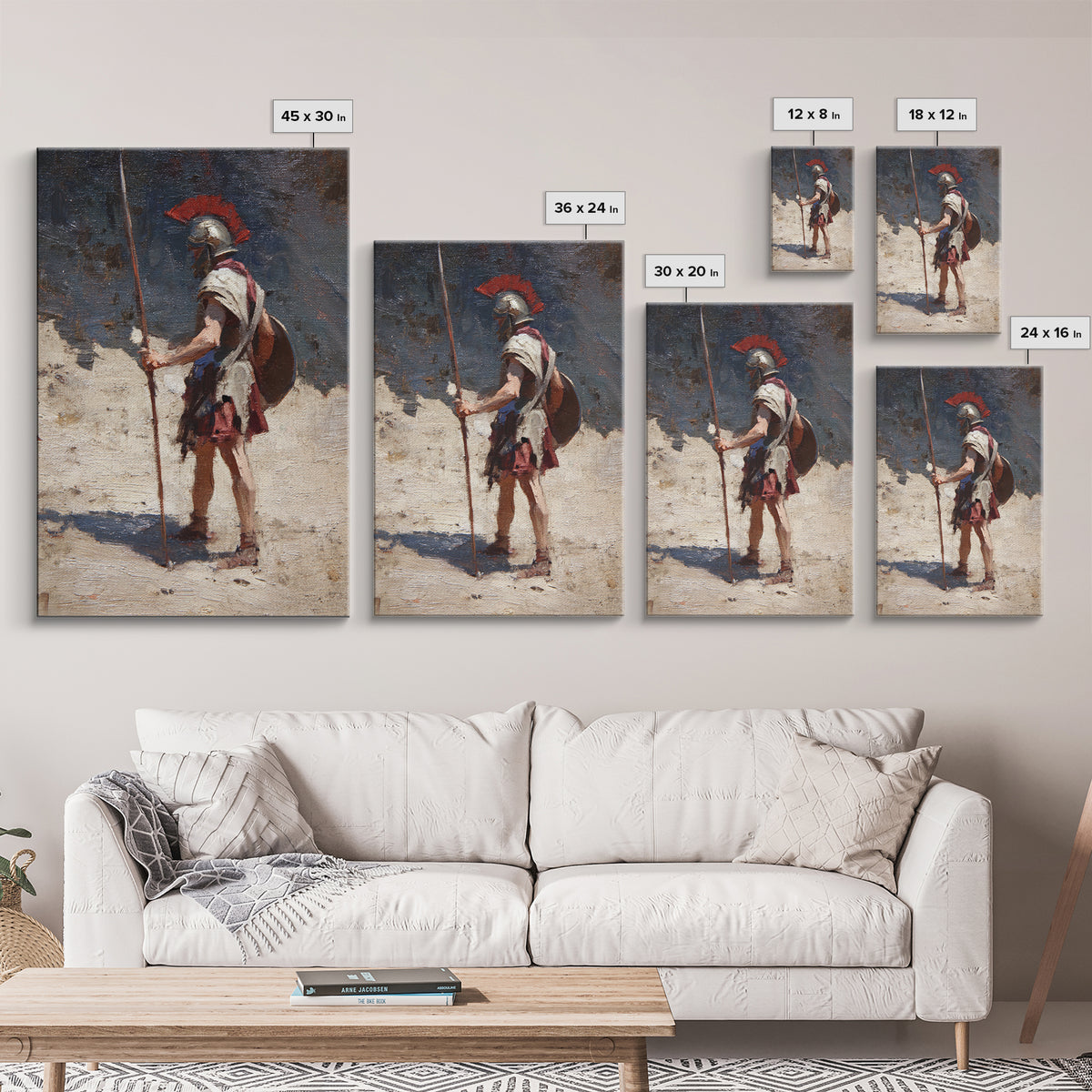 Solitary Roman Guard With Spear Wall Art, Ancient Soldier Canvas Print, Historical Warrior Decor, Masculine Office Art Gift