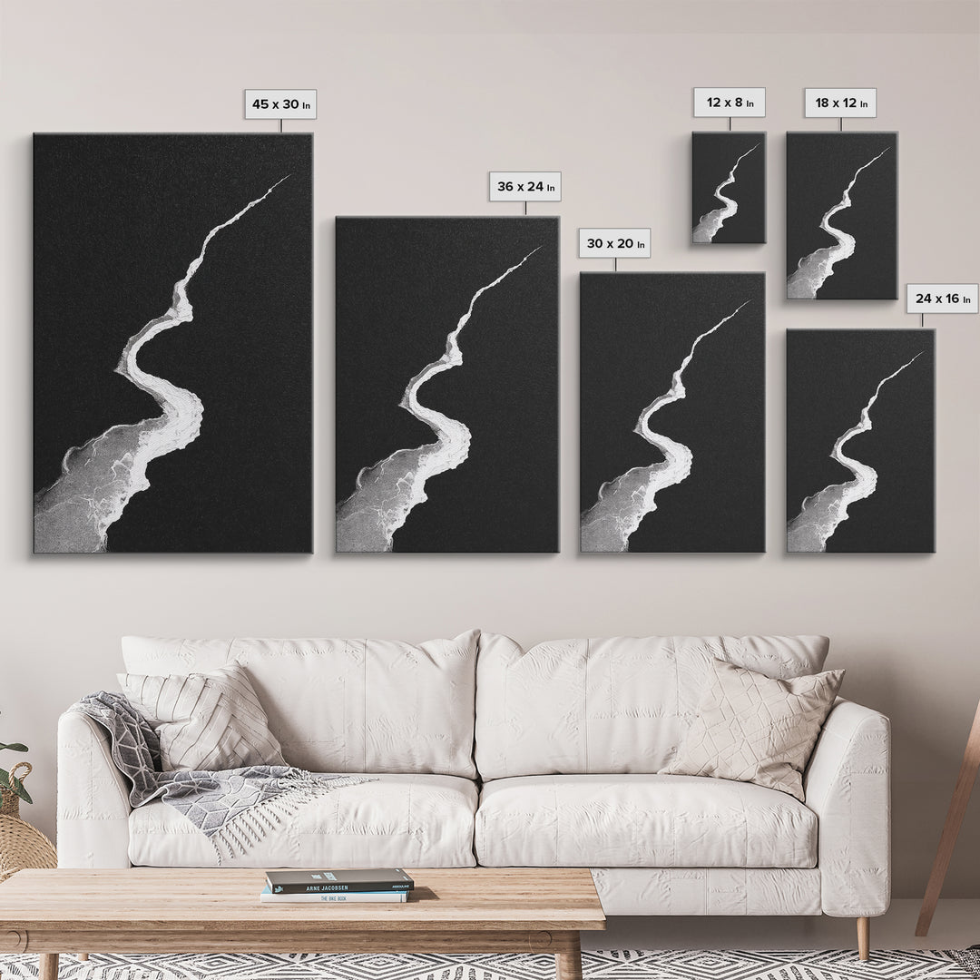 Abstract Black And White Textured Paint Stroke Minimalist Wall Art Canvas Print For Office Decor